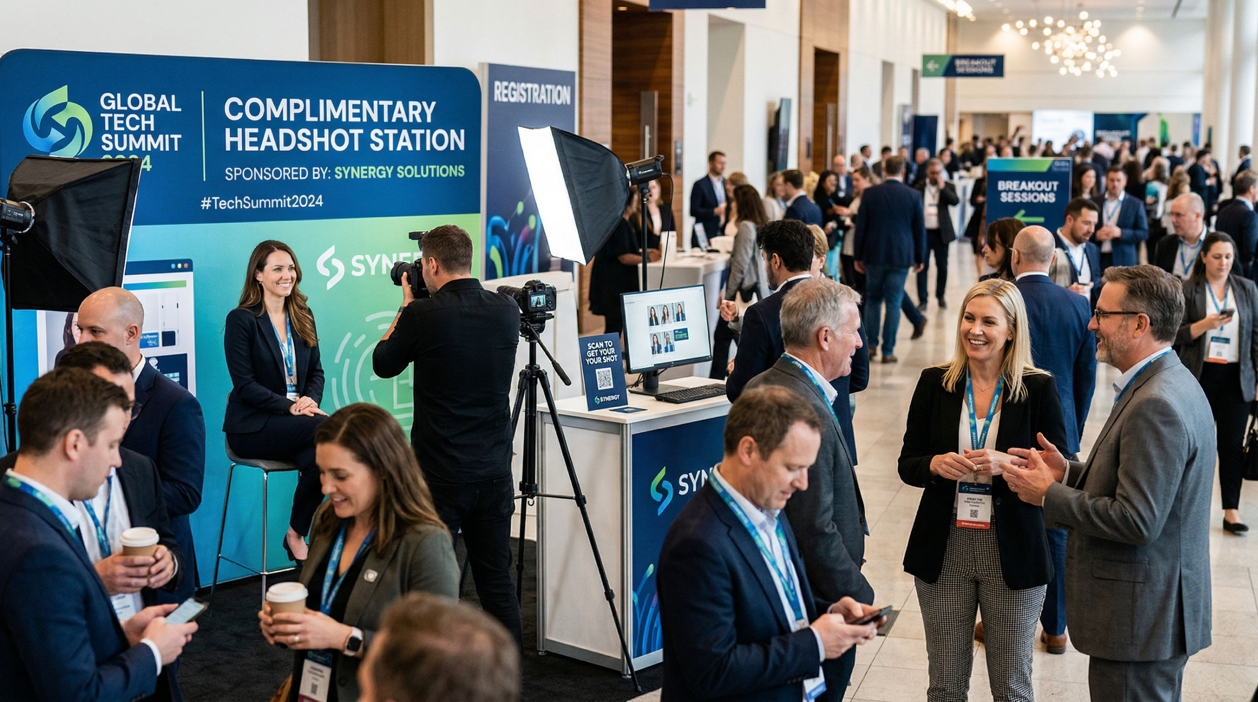 Conference headshot station creating attendee value