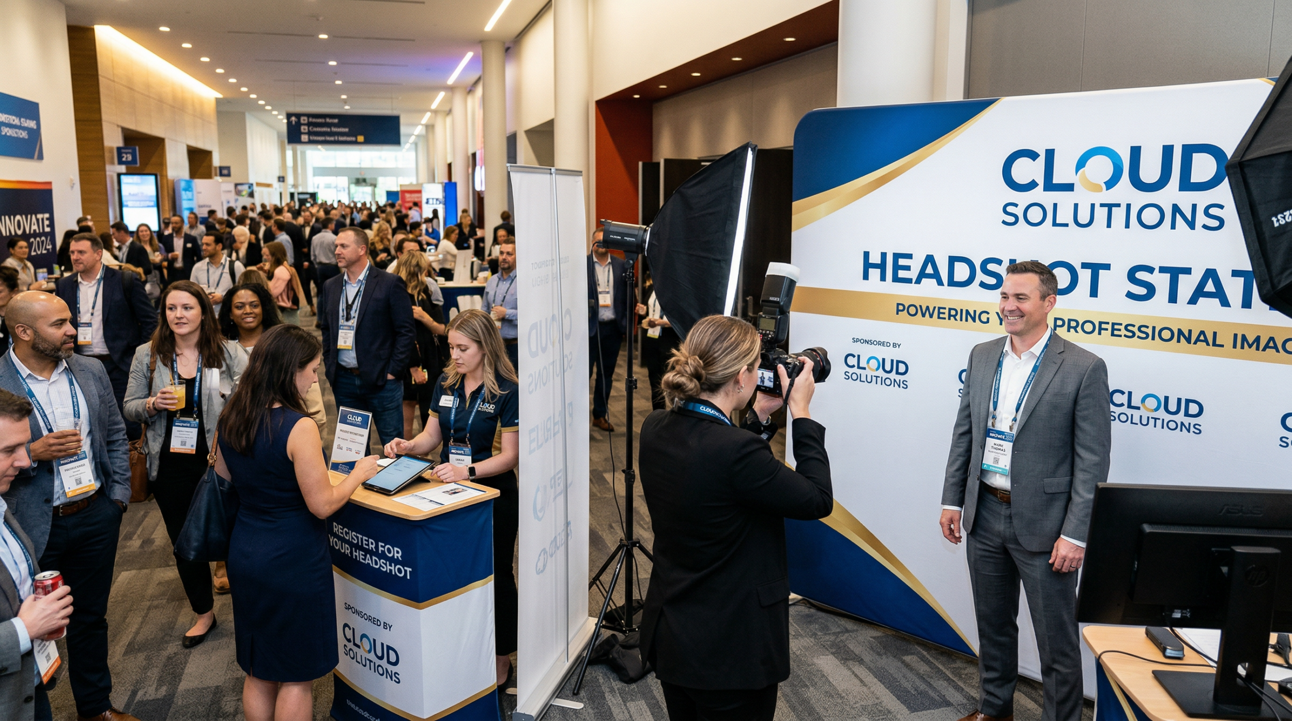 Sponsor-backed conference headshot activation